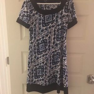 Black, white and blue dress